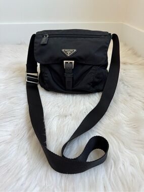 Authentic prada black nylon crossbody bag